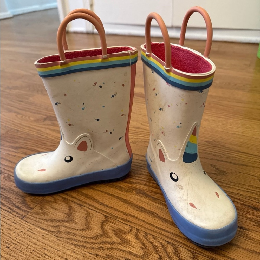 Cat & Jack White and Blue Rain & Snow Boots